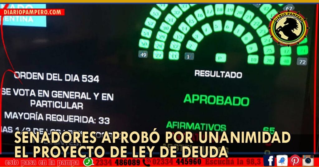 La Cámara de Senadores aprobó por unanimidad el proyecto de Ley de Deuda